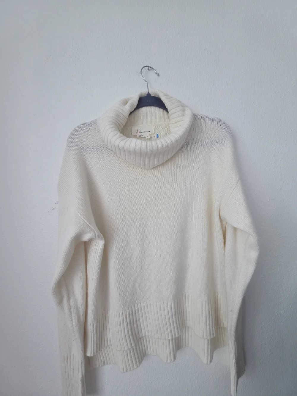 By Anthropologie Cream Turtleneck Sweater, Viscose Blend, Relaxed Fit, Size S